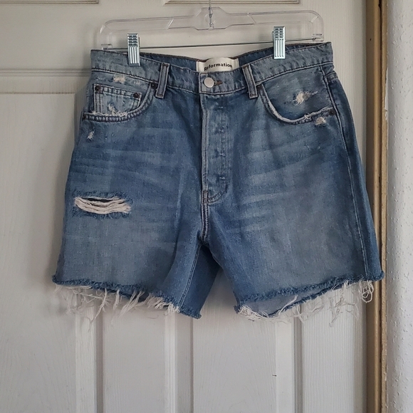 Reformation Button Down Distressed Cameron BF Shorts, Size 27 - Picture 1 of 7
